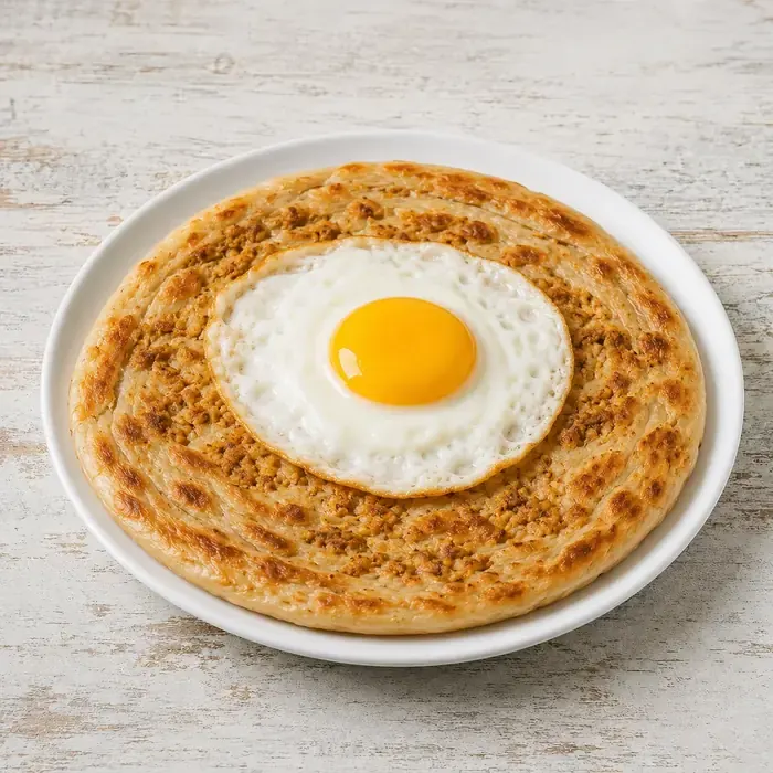 Anda paratha with fried egg on top
